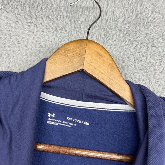 Under Armour Sweatshirt Men's 2XL Blue Hoodie Loose Pullover 96 Pocket Jumper - Picture 8 of 11